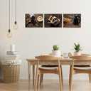 Sepwrol Vintage Coffee Theme Canvas Wall Art Brown Coffee Bean and Hand Grinder Coffee Machine Prints Printing Artwork for Kitchen Dining Room Cafe Bar Wall Decor 12"x16"x3