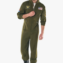 Fun Shack Flight Suit Costume for Men, Air Force Jumpsuit, Mens Fighter Pilot Outfit, Aviation Costume for Adults, L