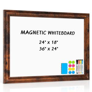 Large Dry Erase White Board for Wall, 48"x36", Brown White Wooden Frame