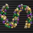 Mardi Gras Wreath for Front Door, 70inch Colourful Balls Decorative Wreath, Mardi Gras Garland for Outdoor Garden Front Door Wall Farmhouse Decor (70inch)
