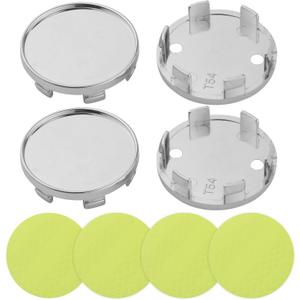 2 Inch Wheel Center Cap 4 Pack of 54mm Car Wheel Center Hub Covers Snap-in Plastic Rim Covers Hub Caps with 2 Inch 4 PCS Round Reflective Stickers Car Accessories Silver (Outer 54mm, Inner 49MM)