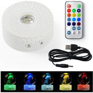 Light Base for Glass Art- Crack Lighting with Touch-Controlled,Remote Control,Color Changes,Multi-Function and Groove Design,Display Stand Base Light for Display,Crystal Ball,Glass art(2.67in X 1.1in)