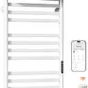 ENZE Smart Heated Towel Rack with Shelf, 11-Bar Wall-Mounted, White
