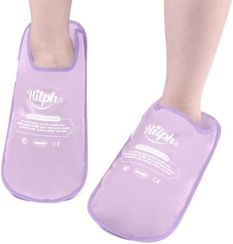 Hilph Foot Ice Pack Slippers for Plantar Fasciitis 2 Packs, Reusable Hot Cold Packs Gel Ice Slipper for Foot and Broken Toes, Gout, Foot Surgery, Neuropathy, Diabetic, Swollen (Purple)