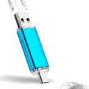 128GB Dual USB C Flash Drive USB 3.0 Flash Drive Type C + USB A Portable Type-C Flash Drive 2-in-1 USB-C Thumb Drive for Smartphone Tablet Computer Mac iPhone 15, Blue
