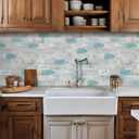 DEWOO Peel and Stick Wall Tile Backsplash PVC Self Adhesive Tiles for Kitchen Bathroom Turquoise Teal (10-Sheet, 13.5" x 11.4")