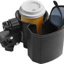 Universal Stroller Cup Holder with Phone Holder, 360° Rotatable Strong Clip, Big Storage Space for Walker, Wheelchair, Stroller, Bike