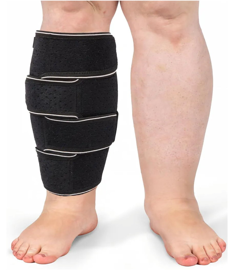 Plus Size Calf Compression Wrap For Severely Swollen Calves With Lymphedema, Big Calf Brace Increases Circulation & Reduces Muscle Swelling for Women and Men (Short, Large)
