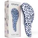 Crave Naturals Glide Thru Detangler Brush - Curly Hair Brush for Women and Kids - Wet and Dry Comb for Adults - Soft Flexible Bristles for Gentle Use - Styling Tool for Curls - Blue Cheetah (1 Pack (Regular))