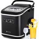 Ecozy Countertop Ice Maker, Portable, Self-Cleaning, 9 Bullet Ice Cubes in 6 Mins, 26lbs/24Hrs, Ice Maker Machine with Ice Bags, Handle, Standing Scoop and Basket, Black, IM-BS261C