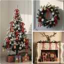 24 Pcs Long Velvet Christmas Bows 23.6''x15.7'' Red Velvet Bows Ornaments for Christmas Tree Staircase Wreath Garland Vintage Tree Topper Bows for Xmas Indoor & Outdoor Decor