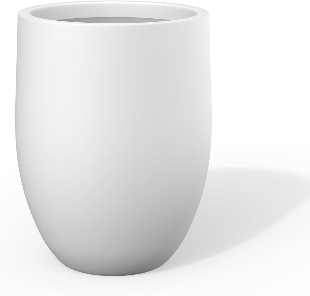 Kante Tall Concrete Planter, 21.7-Inch Height White Large Indoor Outdoor Plant Pot with Drainage Hole for Patio Garden Home, Modern Decor for Flowers and Tree