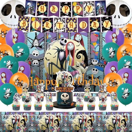 Mtgluk Birthday Party Decorations, Magical Wizard Pirate Halloween Horror Night Themed Party Supplies - Happy Birthday Banner, Balloons, Backdrop, Tablecloth, Cake Inserts Set-Gold