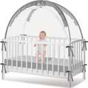 Crib Tent - Crib Net to Keep Baby in, Stop Baby from Climbing Out of Crib, Pop Up Baby Crib Tent with Durable Breathable Net Double Zipper Strong Rods Installation Convenience (Large, Gray)