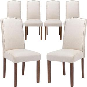 Stylish Upholstered Parsons Dining Chair Kitchen with Silver Nailhead Trim and Sturdy Solid Wood Legs