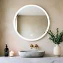 20 Inch Round LED Bathroom Mirror with Frontlit and Backlit, Lighted Vanity Bathroom Mirror, Stepless Dimmable & 3 Colors (3000K/4000K/6000K), IP54 Waterproof