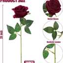 Sggvecsy 50 Pcs Artificial Roses Red Flowers Fake Velvet Silk Roses with Stems Bulk Realistic Faux Flowers for Bridal Bouquets Wedding Centerpieces Valentines Day DIY Home Decor (Burgundy)