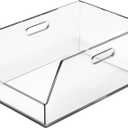 Gelite Stackable Storage Bins Open Front Clear Organizer Bins with Handles Acrylic Storage Container for Pantry Kitchen Cabinet Bathroom Closet Office Organization, 11.4x7.5x5.1'' (Small)