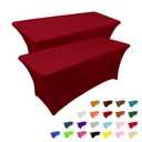 IVAPUPU 2 Pack 6FT Table Cloth for Rectangular Fitted Events Stretch Burgundy Table Covers Washable Spandex Tablecloth Protector for Party, Wedding, Cocktail, Banquet, Festival