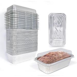 Disposable Loaf Pans with Lids, 50 Pack, 8.5x4.5" Bread Pans, Food Storage Containers, Heavy-duty 2lb Aluminum Loaf Pans, Pastry Boxes, Perfect for Baking Storing and Street Treats Takeout