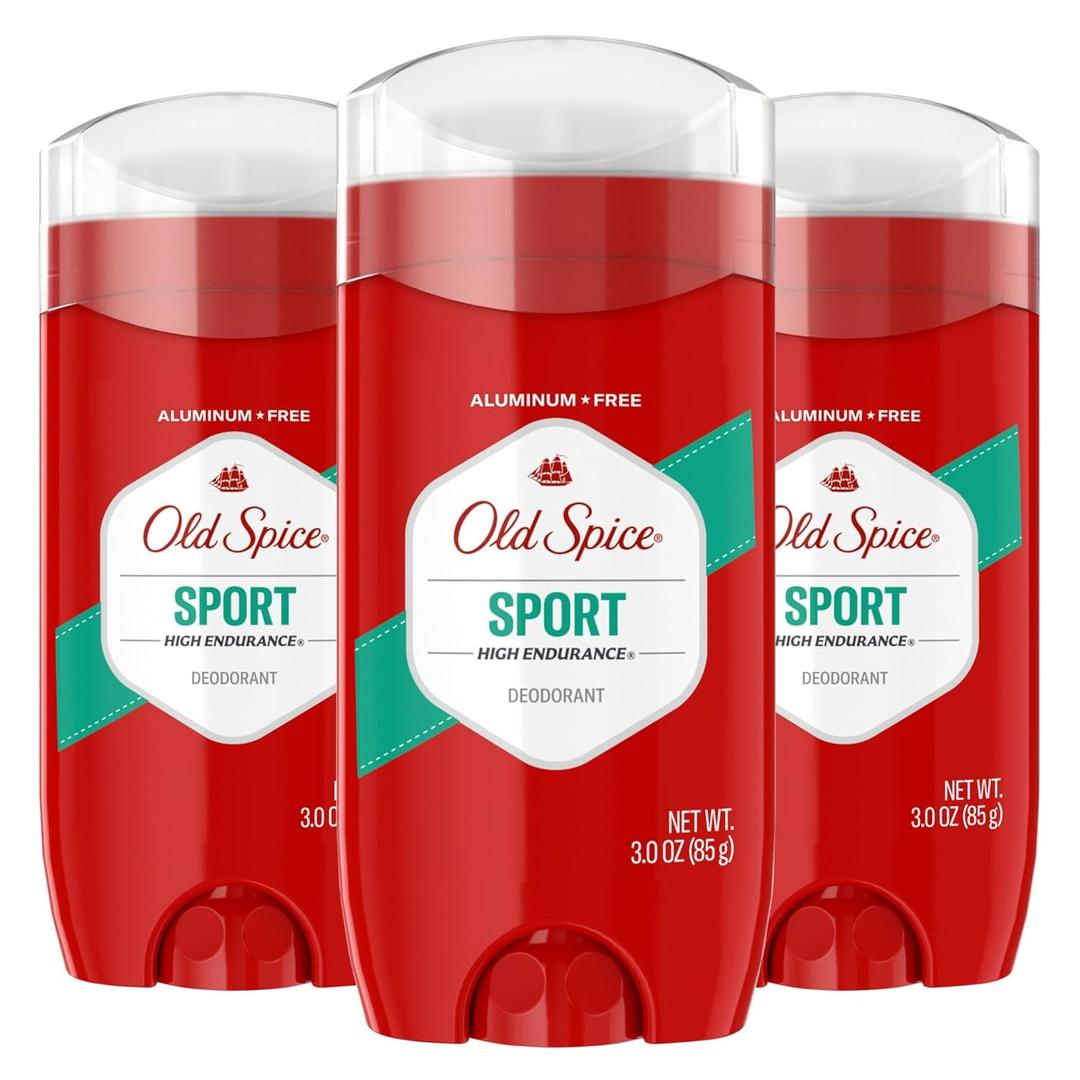 Old Spice Aluminum Free Deodorant For Men, High Endurance, 24/7 Sweat Defense & Odor Protection to Eliminate Odors, 24/7 Freshness & Lasting Scent, Sport Scent, 3.0 oz (Pack of 3)