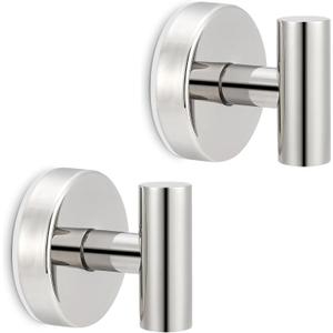 Towel Hooks Shower Suction Hook Towel Hanger for Bathroom Hanging Coat, Robe, Removable Wall Mounted Hook for Bedroom Kitchen Hotel Pool Chrome(2-Pack)