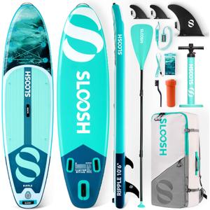 SLOOSH Inflatable Stand Up Paddle Board, 10'6" Paddle Boards with Premium Accessories, Non-Slip EVA Deck, Ultra-Light Carry Bag Pump, Ripple SUP for Youth & Adults of All Skill Levels