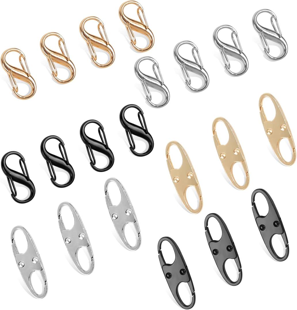 Phinus Lock Combo, Total 21PCS Clips Anti-Theft, Locks Anti-Theft for Luggage, Clothing, Backpacks, Boots, Purses, Travel Outdoor Sports(Black, Silver, Gold) (S-shaped and 8-shaped, Mix colors)