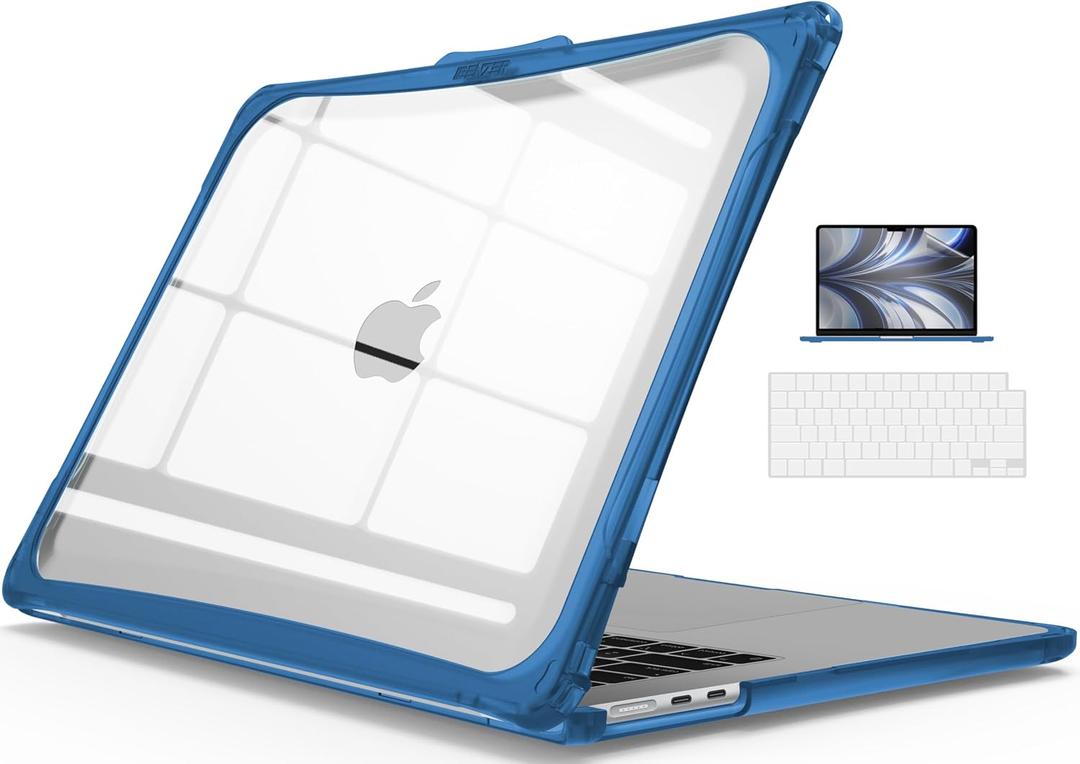 IBENZER Hexpact Protective MacBook Air 15 inch case 2026 2025 2024 2023 M5 A3448 M4 A3241 M3 A3114 M2 A2941, Heavy Duty case with ScreenFilm &KeyboardCover, Navy Blue, HPE-MAT15-NVBL+2