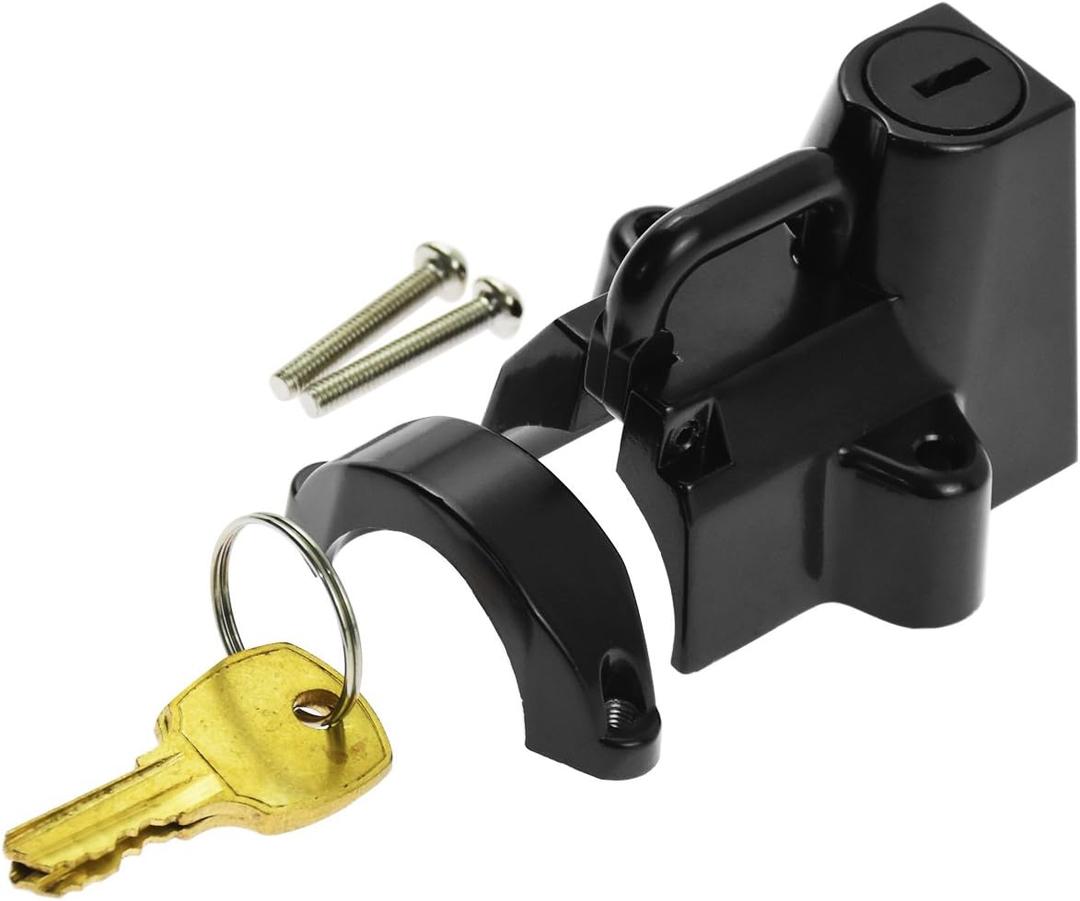 HDBUBALUS Motorcycle Helmet Security Lock Kit for 7/8" to 1 1/4" Diameter Tubings for Harley Chrome (Black)