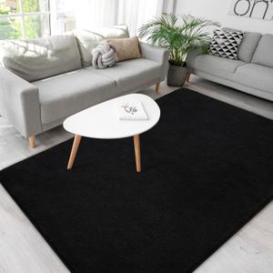 Soft Rugs for Living Room 4x6 Black, Minimalist Area Rug for Bedroom Nursery Dining Table Dorm, Throw Rugs for Men Boys Girls Kids Room Indoor Floor Carpets
