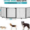 Snagle Paw Extra Wide Dog Gate,Free Standing Dog Fence with Door, Up to 104 Inch Wide Pet Gate with Support Feet for Stairs, Hallways, Doorways, Yard (Black, 4 Panels)