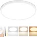 12Inch LED Flush Mount Ceiling Light  24 W 2400 LM Dimmable, 3-CCT Changeable (3000K/4000K/6000K), Ultra-Thin Modern Round Light Fixture for Kitchen, Dining Room, Bedroom, Office