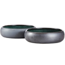 Uaral Black Salad Bowl Set 18 Ounce Ceramic Bowls for Appetizer Pasta,6.5inch Serving Bowls,Set of 2(Black Texture&Blue)
