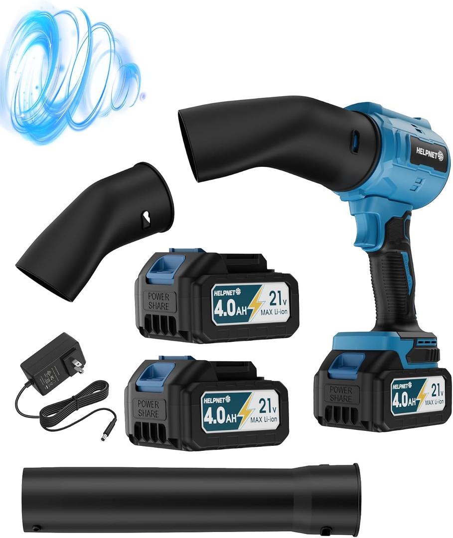 Cordless Leaf Blower, Handheld Blower Ice Blue, 21 volts