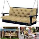Porch Swing Cushions Replacement 60 inch with Backrest Extra Thick 5" Waterproof 3 Seater Swing Cushions for Outdoor Furniture Patio Bench (Khaki 60x40x5inch)