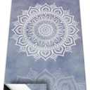 Hot Yoga Mat Towel with Corner Pockets Yoga Towels for Hot Yoga Non Slip with Travel Bag Sweat Absorbent Yoga Blankets Mat Cover for Workout Gym 70"x26" (Blue Flower-02, 70x26)
