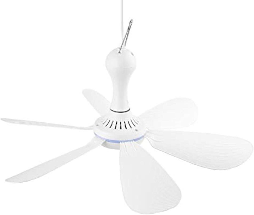 VizGiz Small USB Ceiling Fan DC 5V Air Circulator Fan 6 Detachable Blades Portable Hanging Ceiling Fans for RV 5th Wheel Camper Trailer Boat Camping Tent Tarp Canopy Sun Shelter Screen House Gazebo
