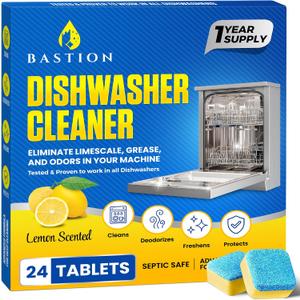 2 x Dishwasher Cleaner Tablets - 24 Tablets (1-Year Supply) Lemon-Scented, Heavy Duty Cleaning Descaler Pods for Dish Washer, Deep Cleans & Maintains Your Dishwashing Machine for Optimal Performance