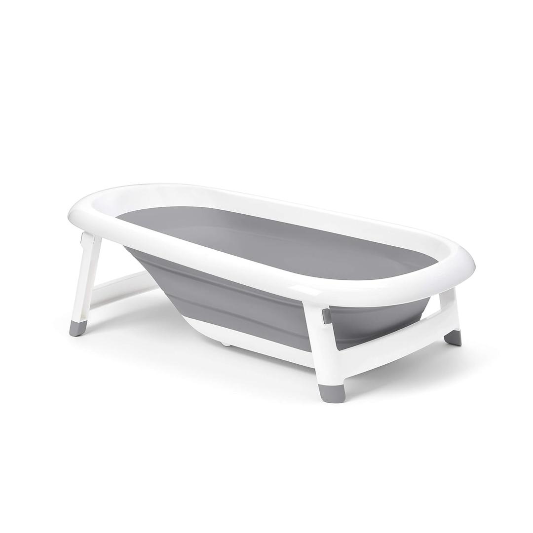 OXO TOT Splash & Store Bathtub | Baby Bathtub | Newborn Baby Essentials | for Keeping Bathtime Secure & Tidy | 0-18 Months | Tub Folds Flat for Compact Storage