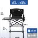 Aluminum Tall Camping Directors Chair 30.7" Seat Height, 400lbs Load