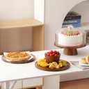 Acacia Wood Cake Stand with Glass Lid 12" Magnetic Base, Detachable Serving Tray for Cake, Cheese, Charcuterie, Snacks & Desserts Wooden Cake Holder for Parties & Kitchen Display