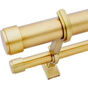 BlastHome Non-Adjustable Luxury Double Curtain Rods for Windows, 1 Premium Rod Set, 7 foot Custom Fixed Length (Two Rods Connect on Both Front & Back for a Seamless Look), Brushed Gold