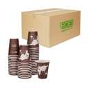 ECO PRODUCTS Compostable Disposable Insulated World Art 8oz Coffee Cups, Case of 800, Renewable Double-wall Hot Paper Cup, Plant Based PLA Lining, No Sleeves Needed, Color Coded