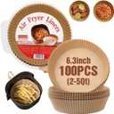 2 x Disposable Air Fryer Paper Liners, 100 Pcs Round Non-Stick Parchment Paper, Oil-proof,Water-proof Cooking Baking Roasting Filter Pater for Air Fryers Basket, Microwave Oven, Frying Pan