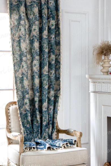 Boho Curtain, Linen Curtain Panel, Farmhouse Curtain, Countryside Style Drapery, Curtains for Living Room and Bedroom, Customize Size Boho Curtain, Linen Curtain Panel, Farmhouse Curtain, Countryside Style Drapery, Curtains for Living Room and Bedroom, Customize Size