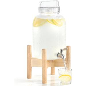 EGGKITPO 1.5 Gallon Polycarbonate Drink Dispensers for Parties 304 Stainless Steel Spigot Lemonade Dispenser with Stand Holloween Clear lid Water Dispenser for Wedding Sun Tea Jar BPF FREE