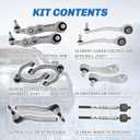 Front Supension Control Arm Kit Compatible With Mercedes Benz C E Class W205 A205 C205 S205 W213 A238 C238 C257 Upper and Lower Control Arm, Sway Bar Link, Outer & Inner Tie Rod Ends