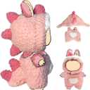 2 x 17cm Doll Clothes(NO Doll), Cute Dolls Outfit Accessories with Fuzzy Strap Pants+Hat, Small Clothes Set for Dolls(Pink)