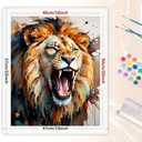 Wildlife Paint by Numbers Kit for Adults - DIY Roaring Lion Head Close-Up Painting on Rolled Canvas 16x20 Inches, Acrylic Paint Set, Suitable for Beginners, Animal Art for Home Decoration or Gifts